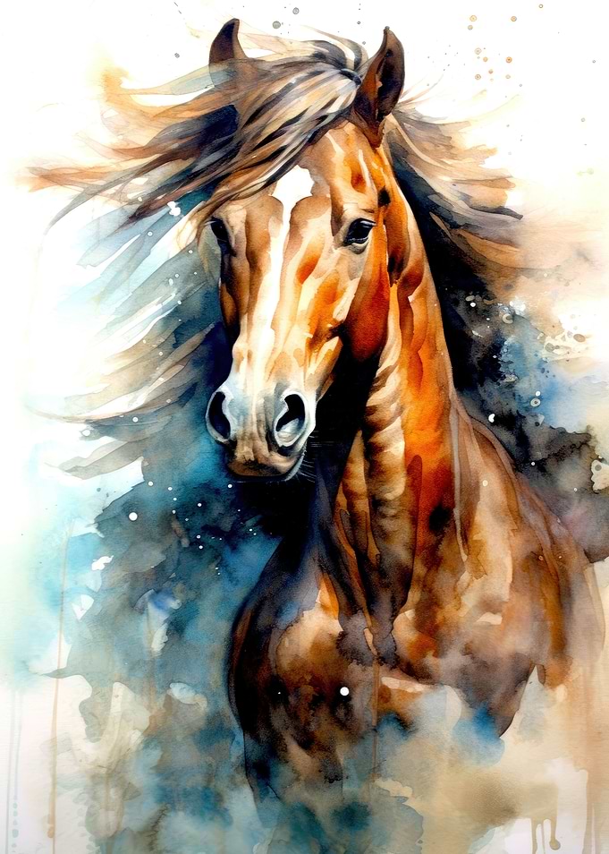 Horse watercolor art