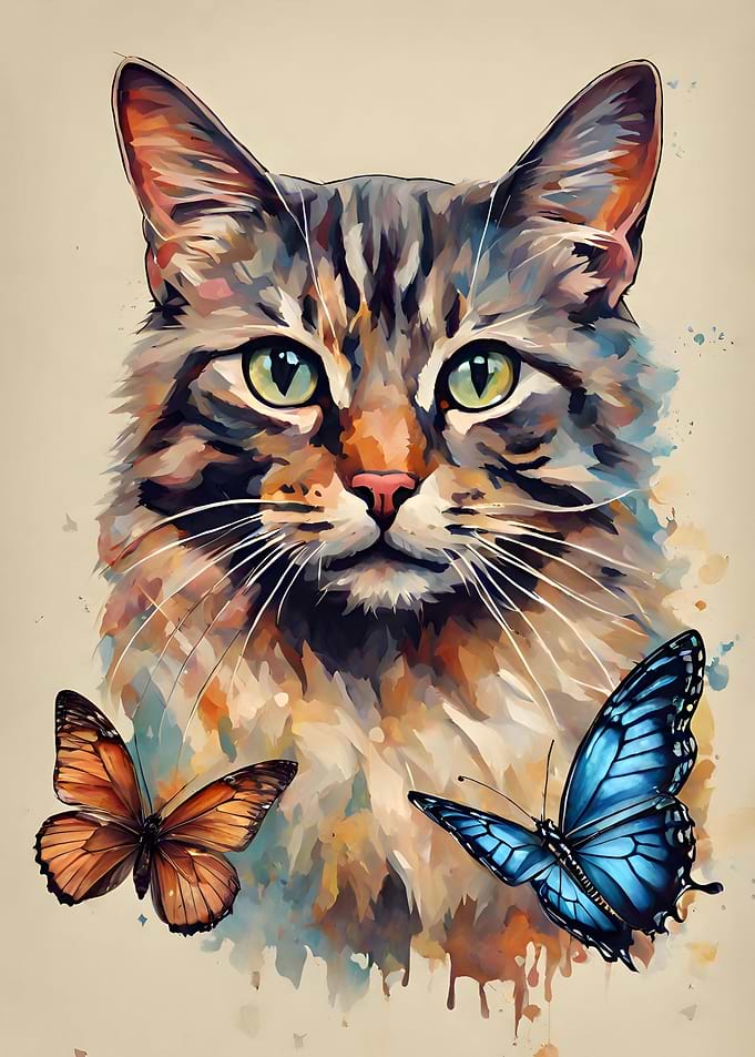 Cat with butterfly Aesthet