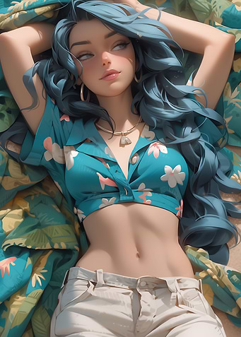 Blue Hair Beach Beauty