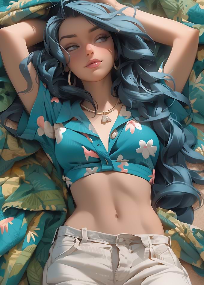 Blue Hair Beach Beauty