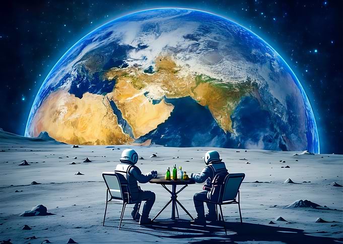 Astronauts with beers