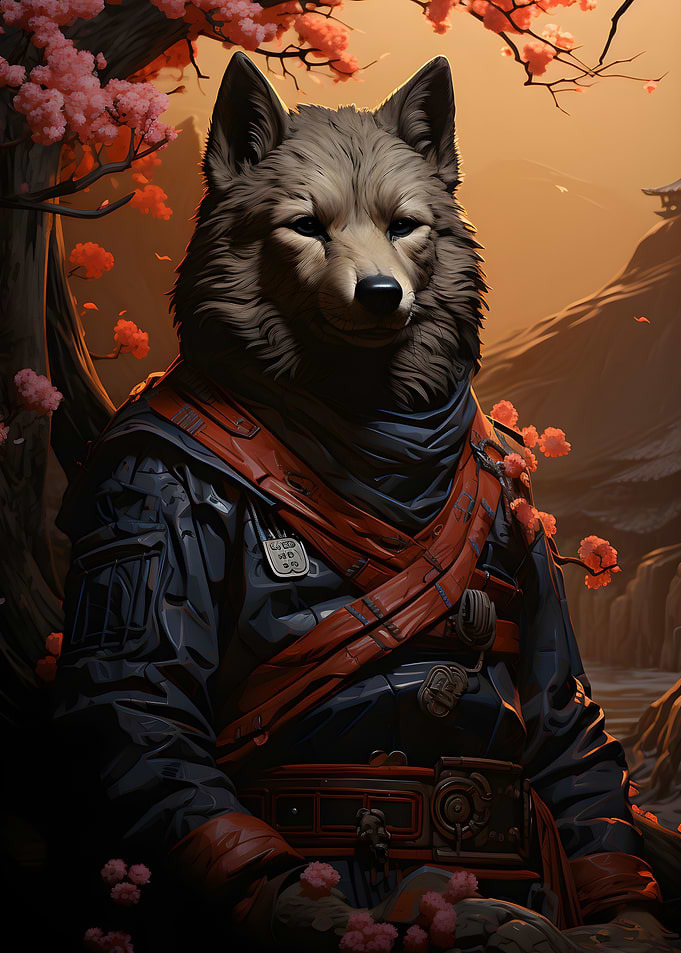 Samurai Dog Painting
