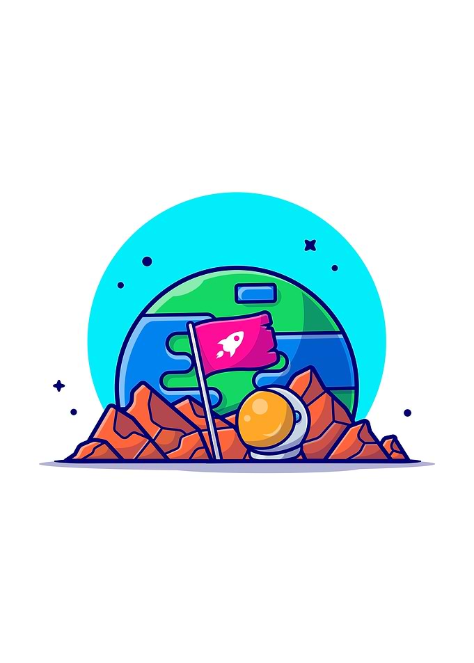 Standing Flag on Planet
