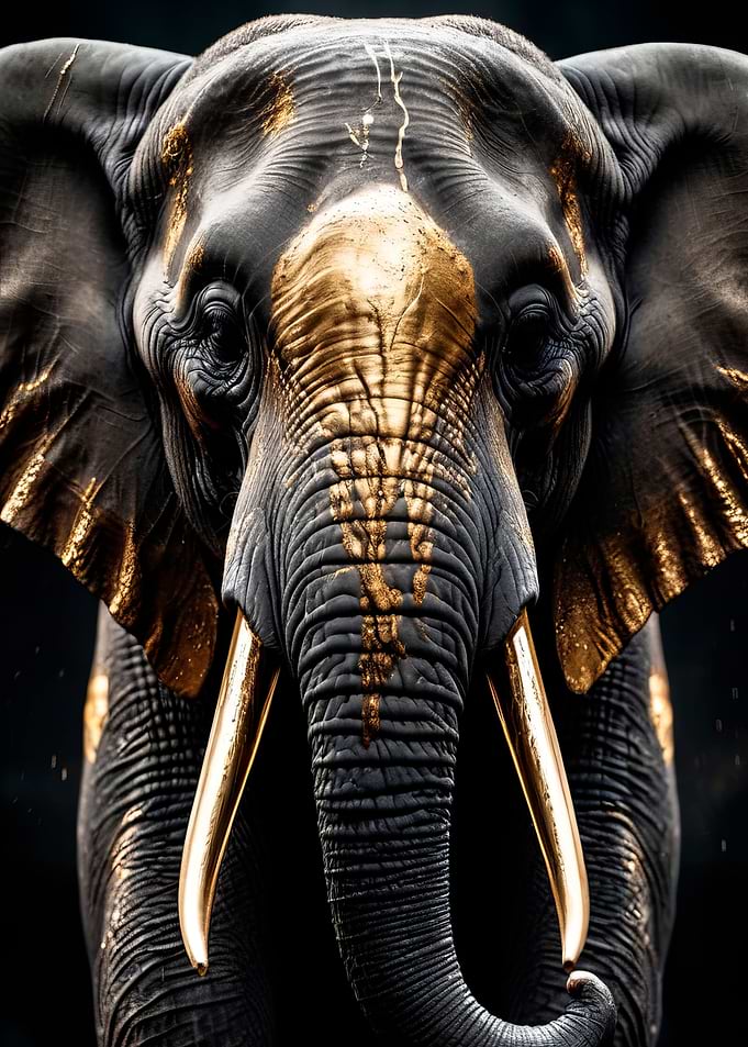 black and gold elephant