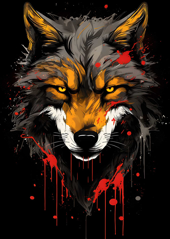 Wild Wolf Head Painting