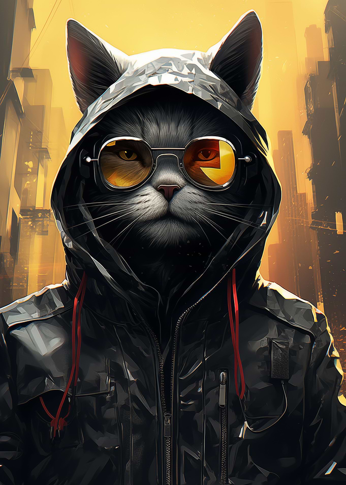 Future Human Cat in Hoodie