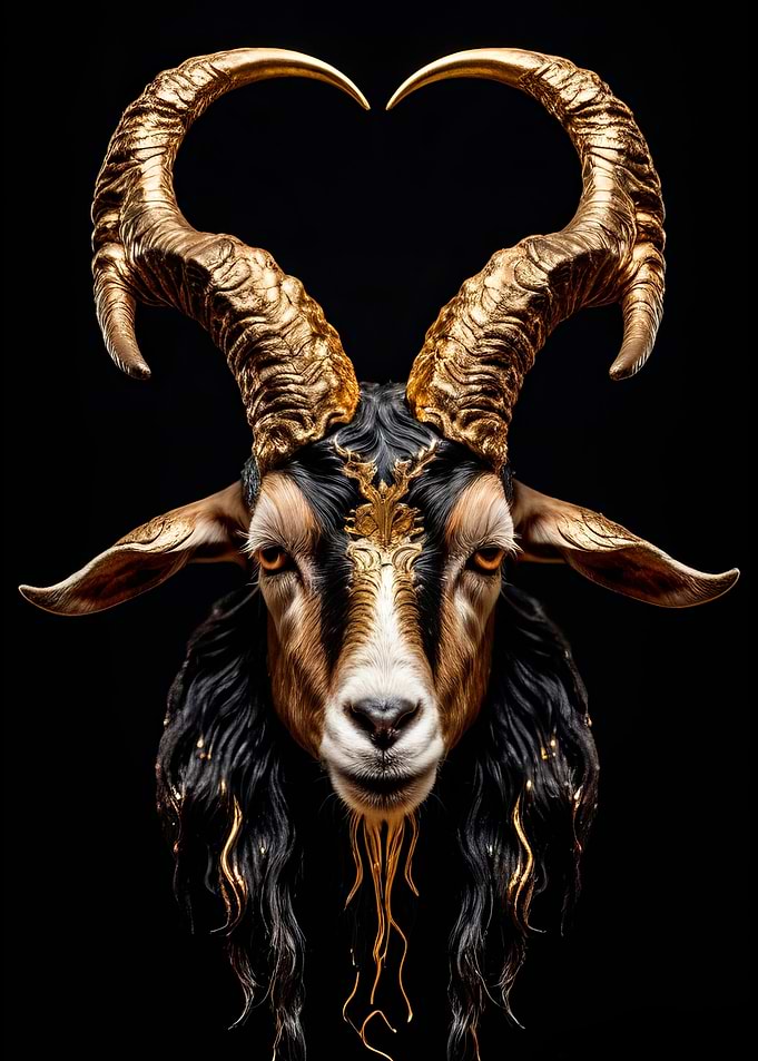 black and gold Goat art