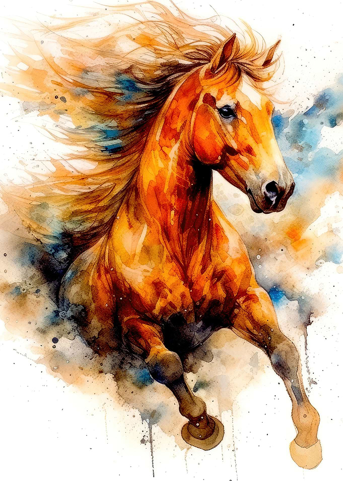 Watercolor horse art