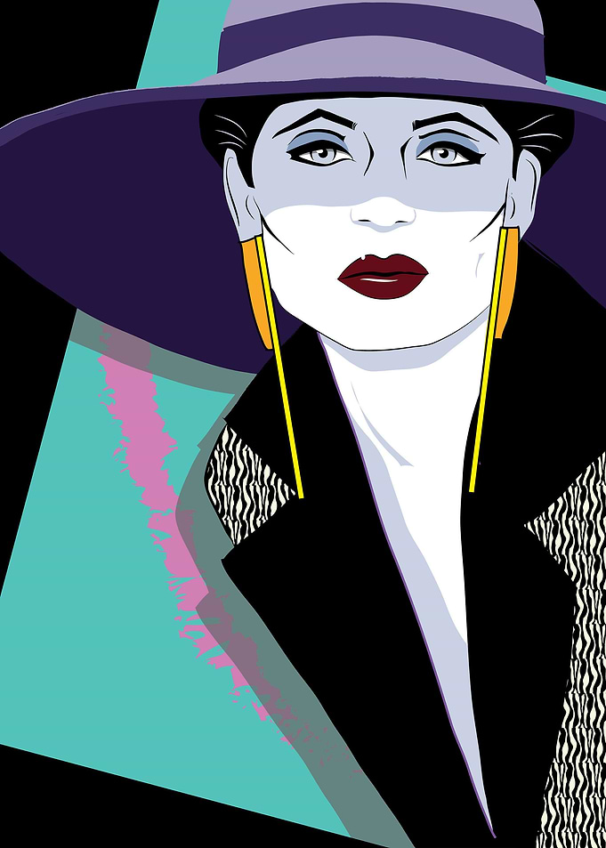 Woman with Hat 80s style