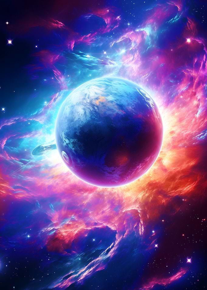 Surreal Galaxy Planet neon