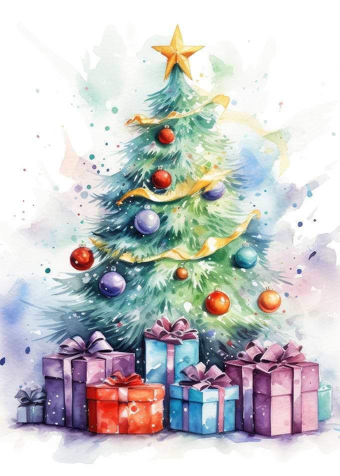 Watercolor Christmas Tree