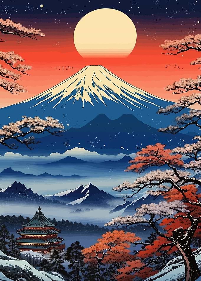 ukiyo e Mount Fuji