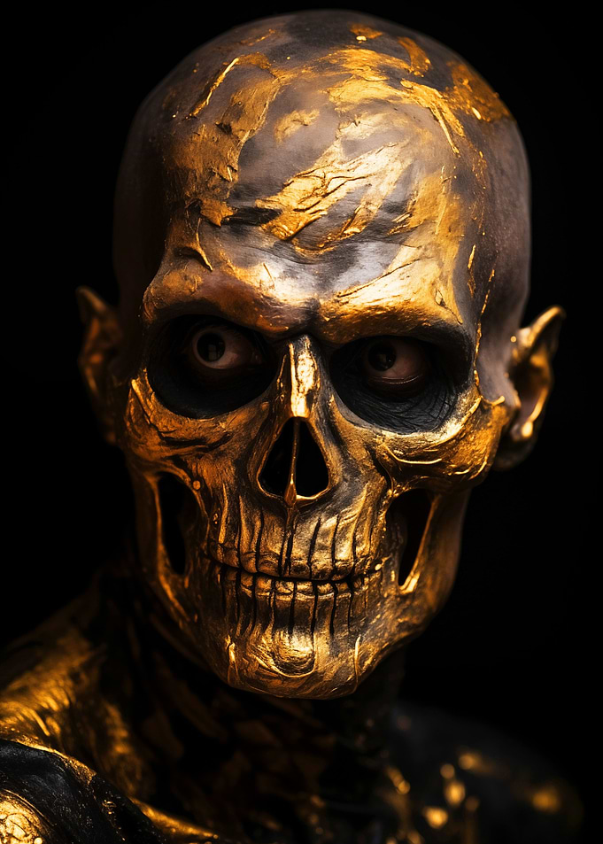 Black and Gold Skull Face