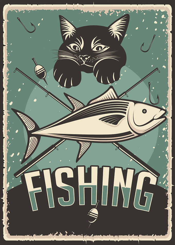 Vintage Cat Fishing