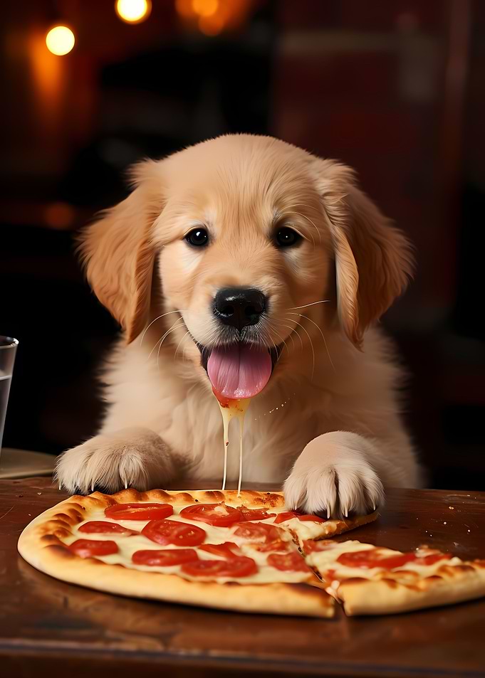 Golden Retriever Pizza Pup