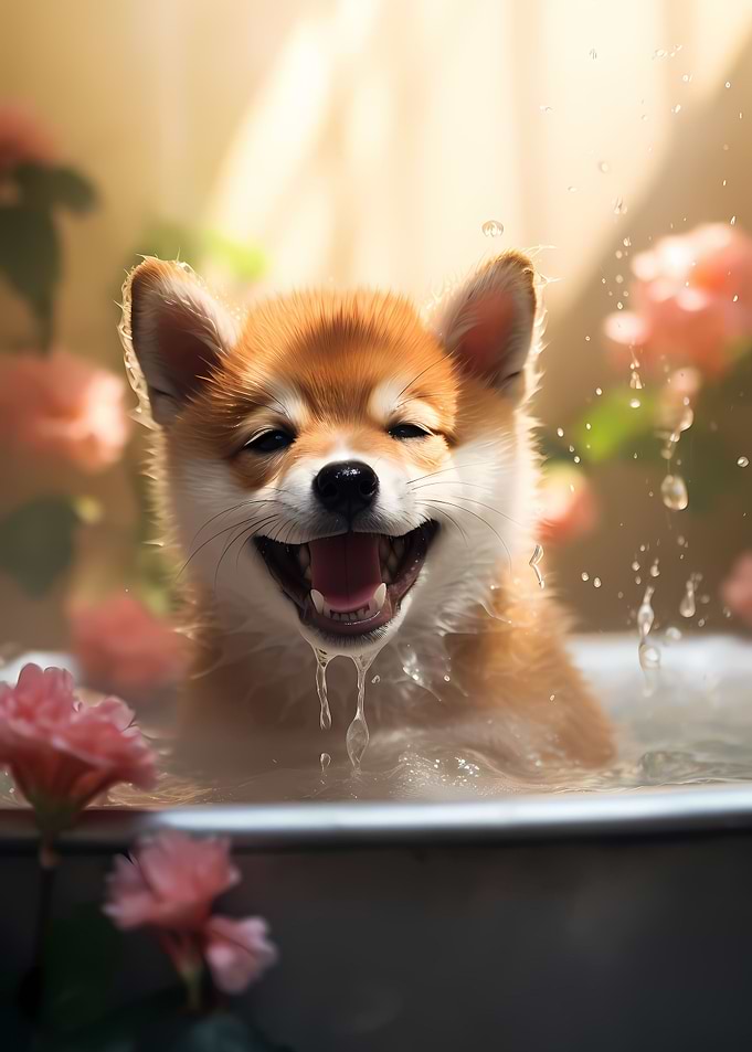 Shiba Inu Puppy Dog Water