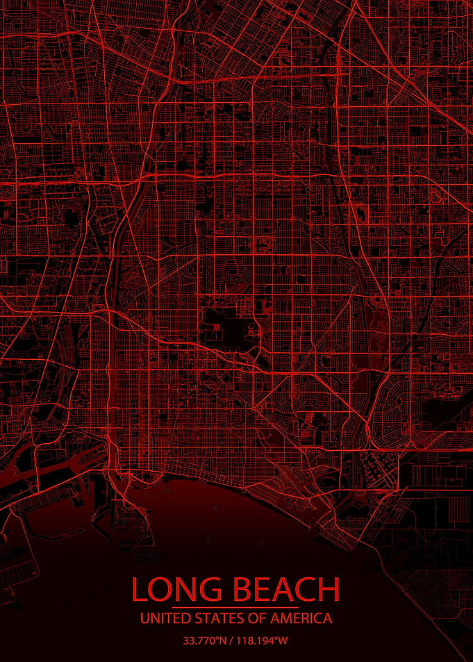 Long Beach Red Black Map
