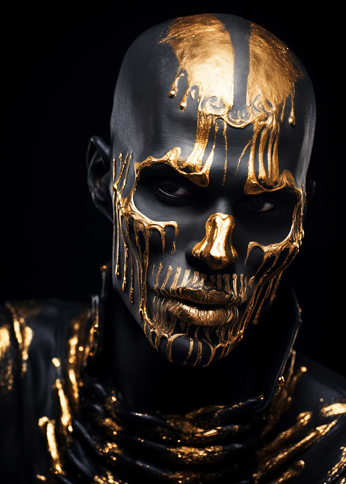 Black and Gold Skull Face