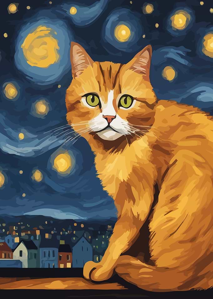 Starry Night Cat