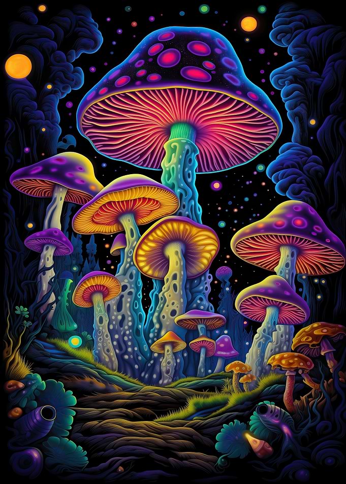Neon Magic Mushrooms