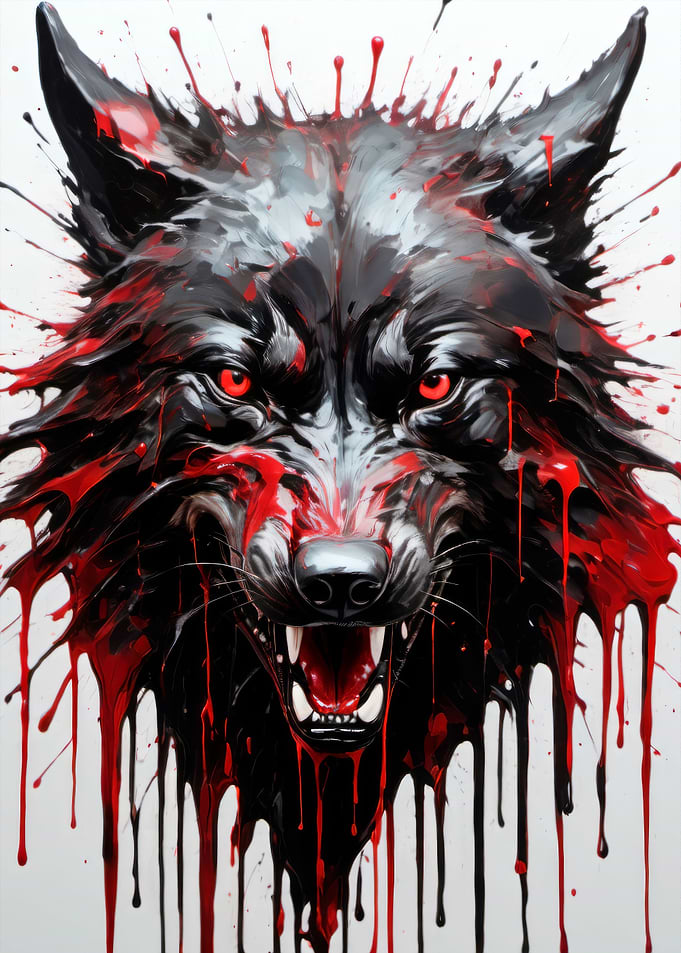 dripping paint wolf art