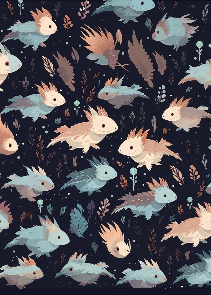 Cute fat axolotl pattern