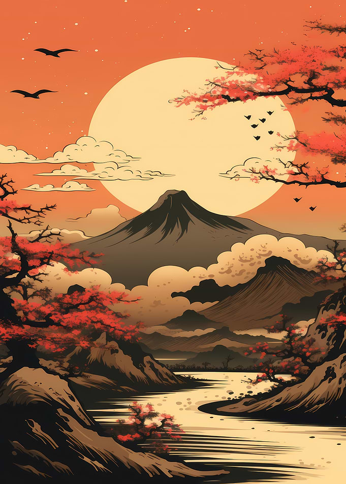Mount Fuji Japan abstract