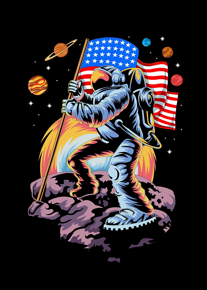 american astronaut on moon