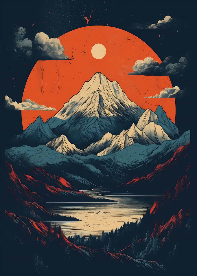 Mount Fuji Japan abstract