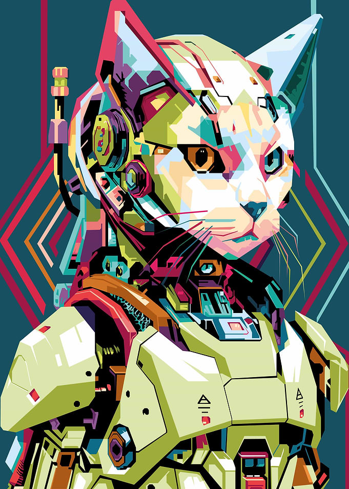 Cute colorfull robot cat