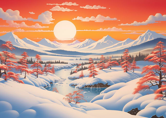 Japanese Mountains Sunset