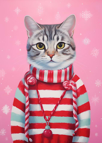 Cute Pink Cat Xmas