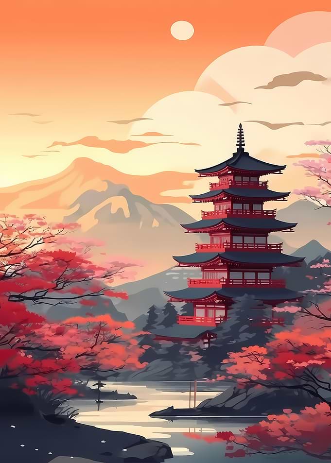 Mount Fuji Japan abstract