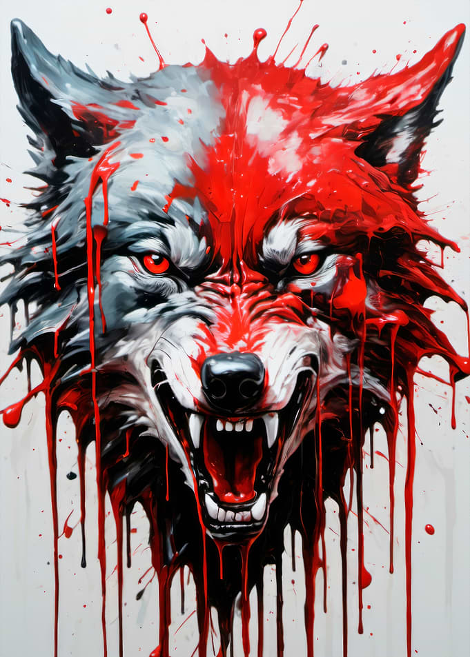 dripping paint wolf art