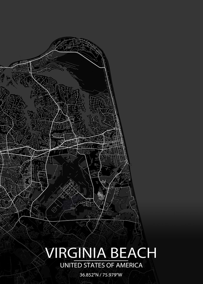 Virginia Beach Black Map