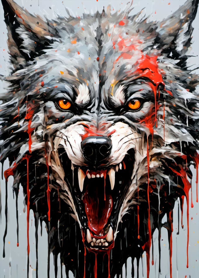 dripping paint wolf art