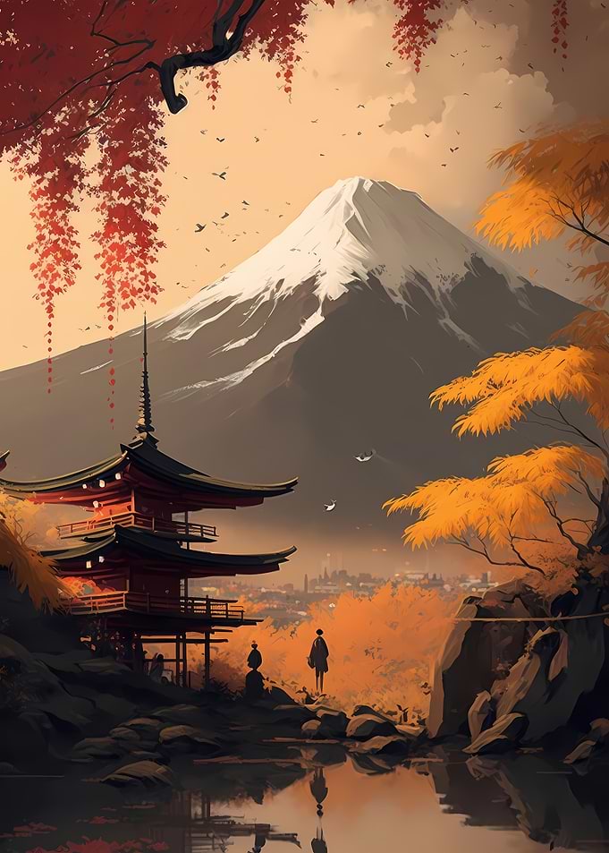 Mount Fuji Japan abstract