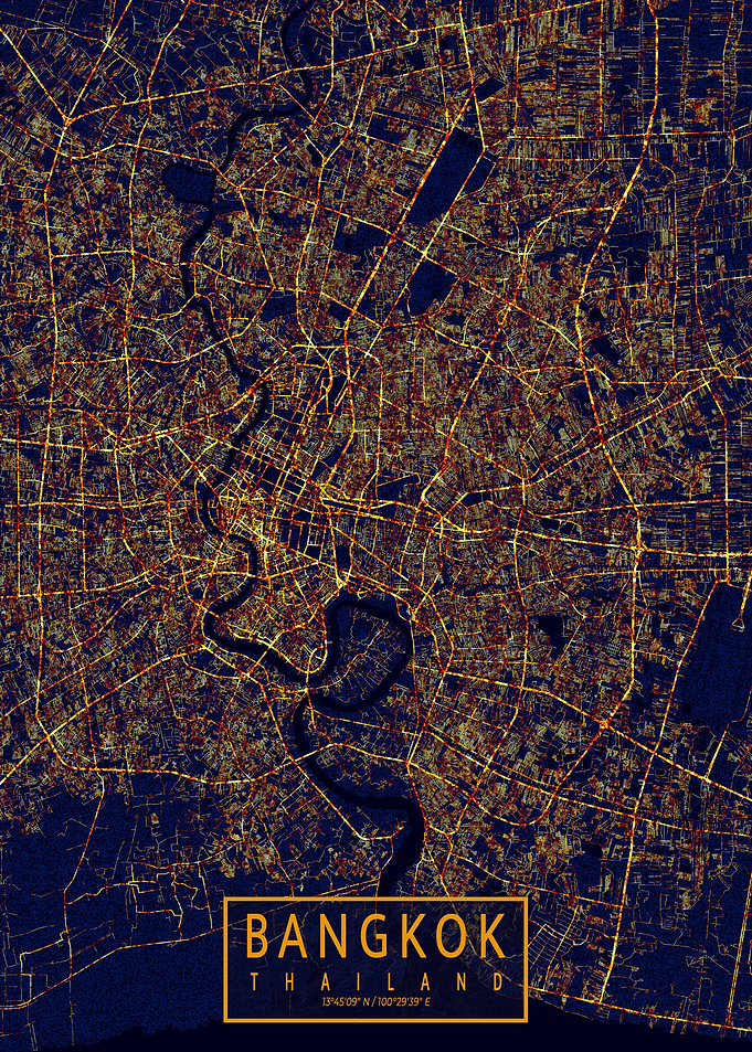 Bangkok Map City At Night