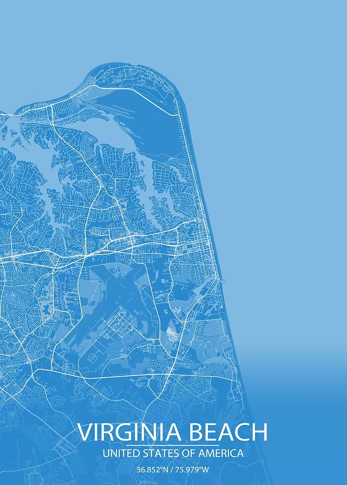 Virginia Beach Blue Map