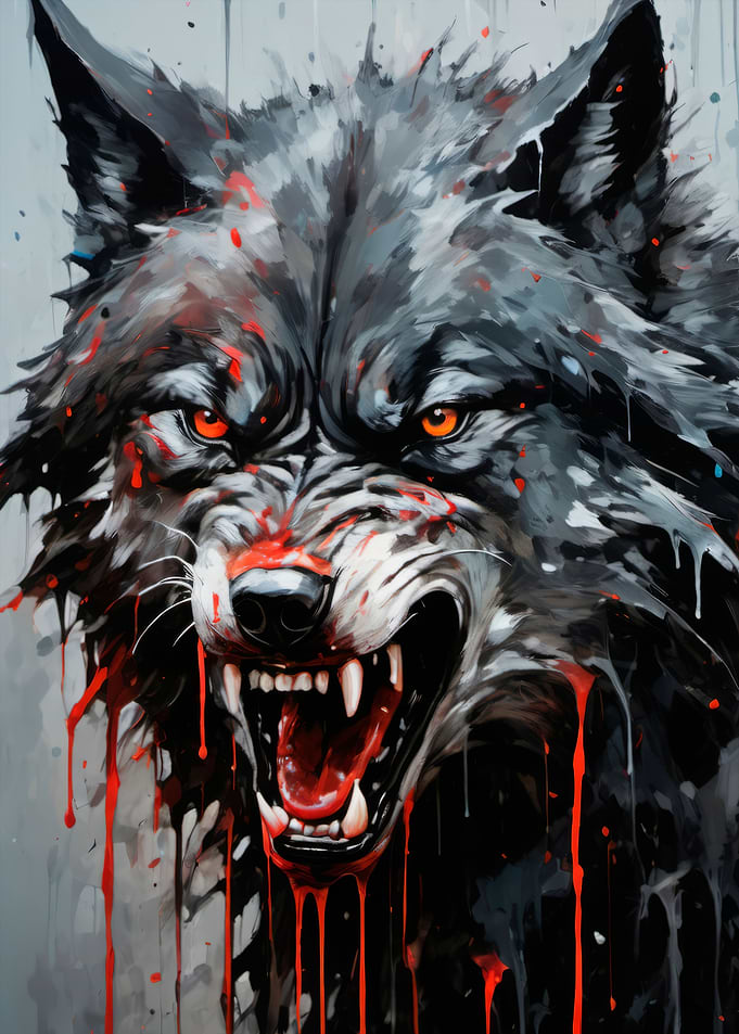 dripping paint wolf art