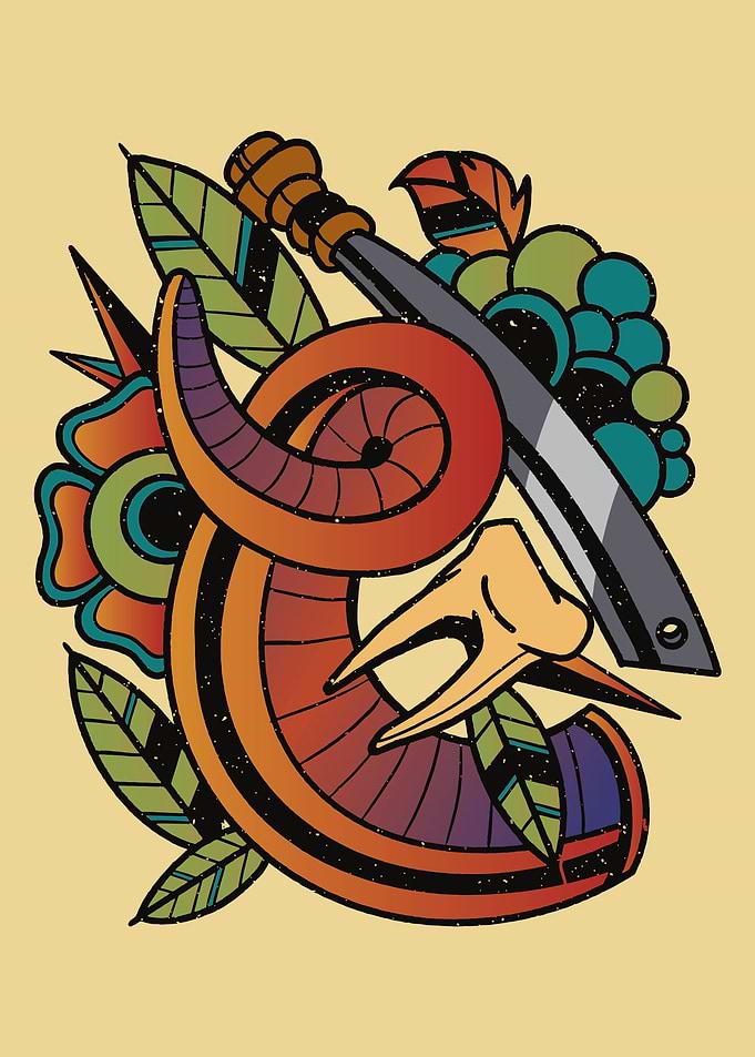 Horn and Sword Tattoo