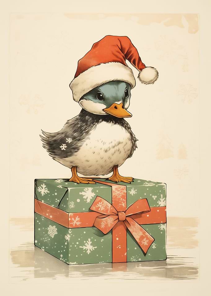 Cute Duck in Snowy Noel