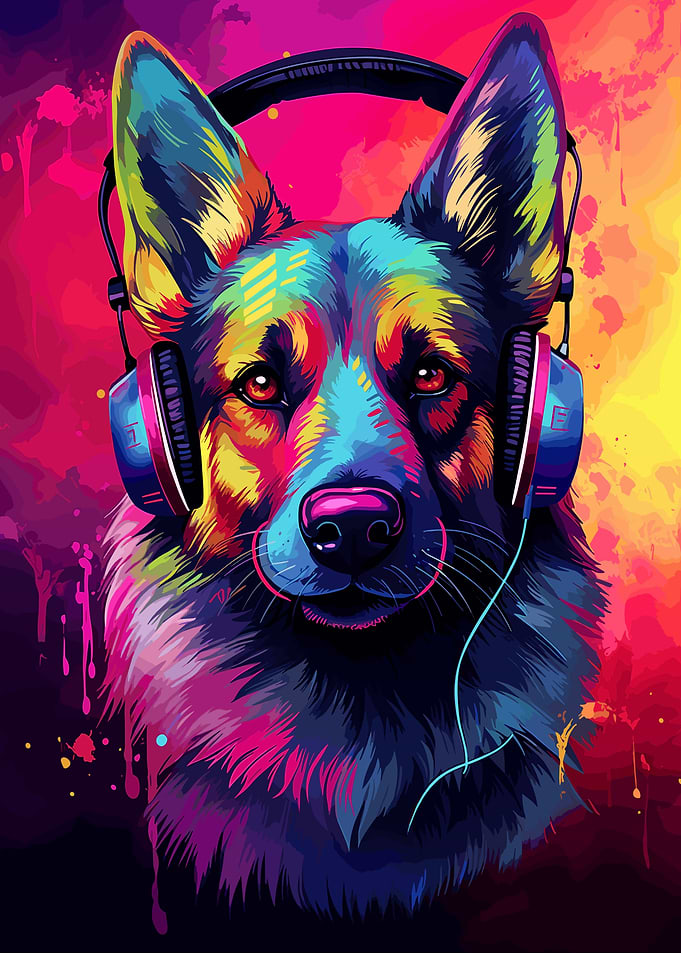 Colorful German Shepherd