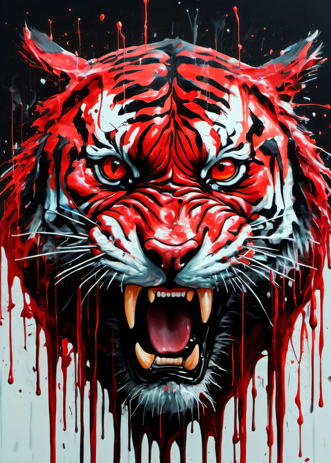 dripping paint tiger art