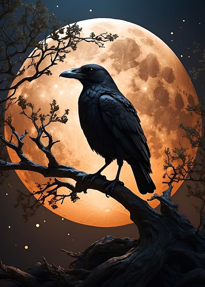 crow and moon