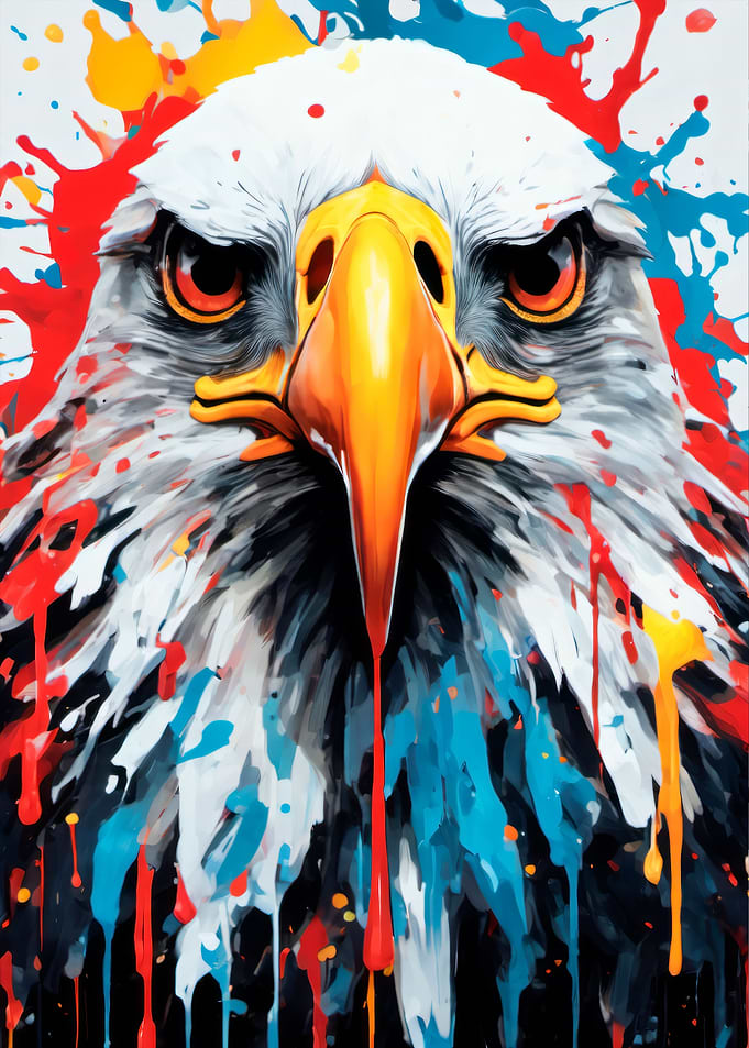 dripping paint eagle art
