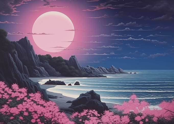 Neon Pink Japan Landscape
