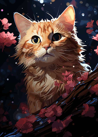 Cat Cherry Blossom Japan