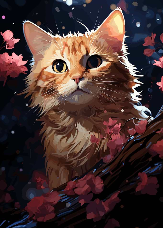 Cat Cherry Blossom Japan