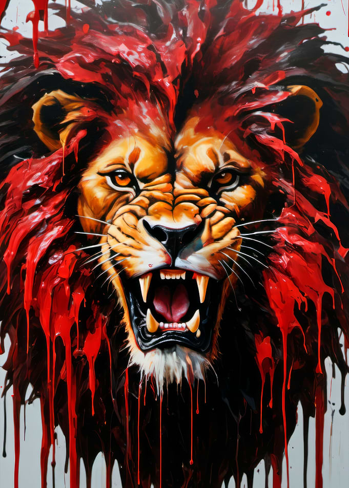 dripping paint lion art
